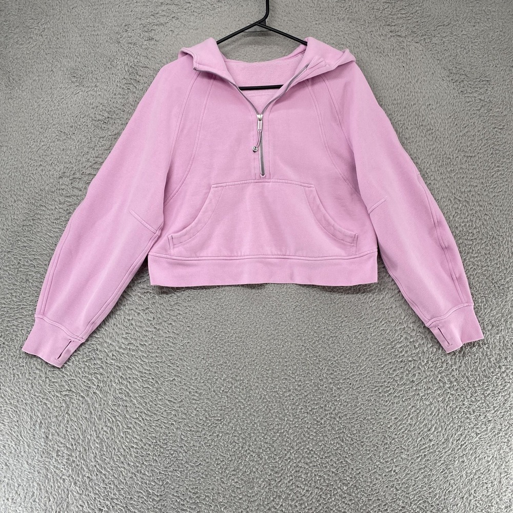 Lululemon Oversized Scuba Hoodie Womens XS/S Half Zip Pink Cropped Fleece Boxy